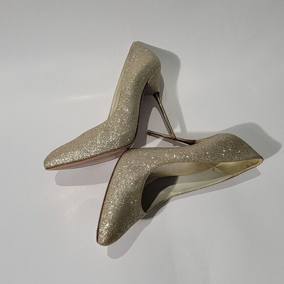 Stuart Weitzman Sabia Gold Glitter Metallic stiletto High Heels Pump Sz 7.5M - Picture 9 of 16